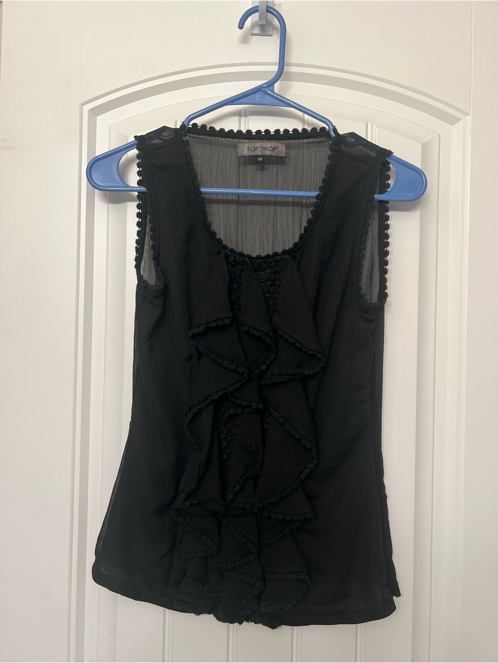 Topshop Black Ruffle Sleeveless Camisole